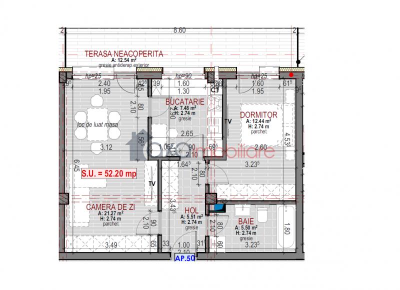 Apartment 2 rooms for sell in Floresti